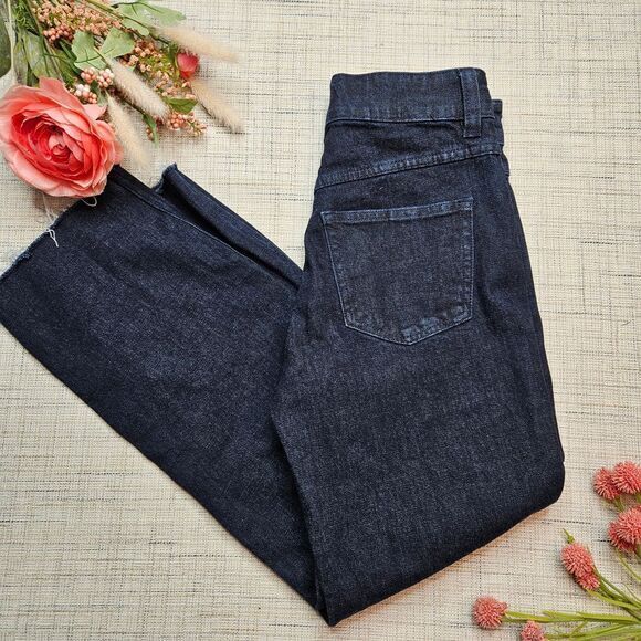J.Crew Dark Wash Wide Leg Jeans‎ Raw Hem Denim Size 26 - Picture 7 of 7